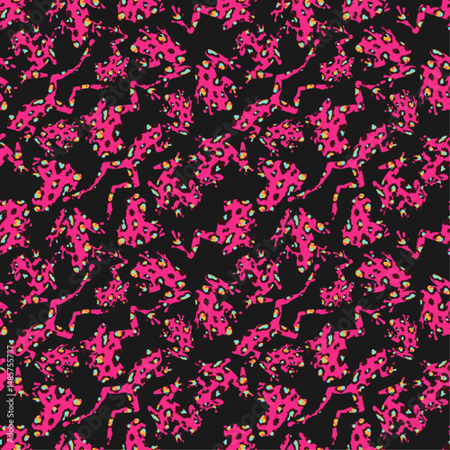 Seamless pattern with silhouettes of frogs. Abstract print with amphibians in the water. Vector graphics.