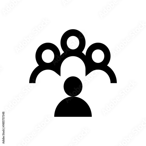 Silhouette illustration of a group of people with one person in front and three behind in black