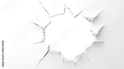 Hole Breaking Through White Wall Isolated on PNG Transparent Background
