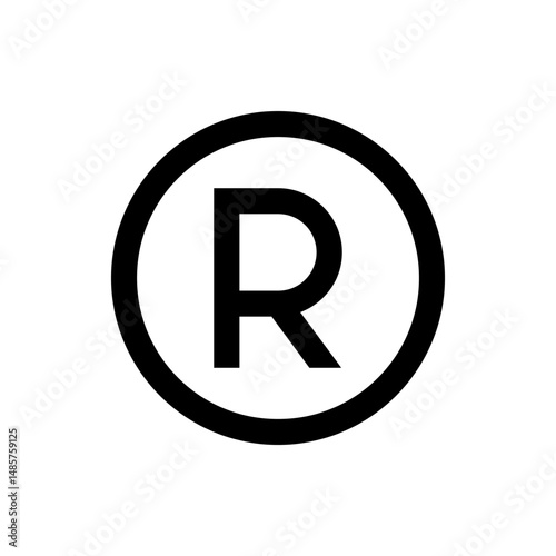 Registered trademark symbol consisting of the letter r inside a circle with a black outline design icon