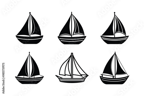 cartoon sailboat in the sea