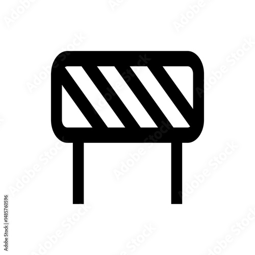 Illustration of a black and white striped road barrier with two legs in an outlined vector format