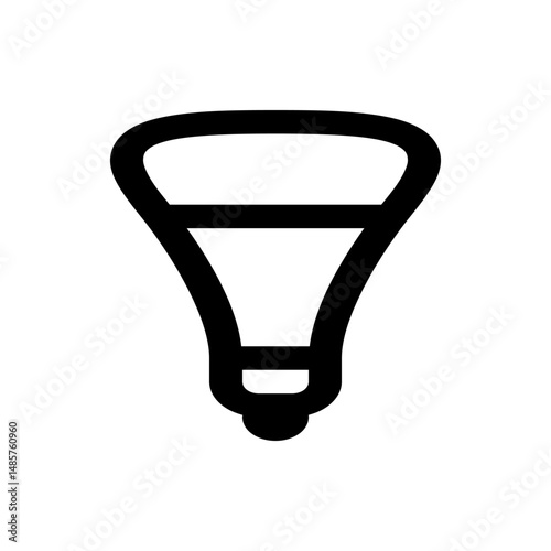 Illustration of a stylized lightbulb shape with a thick black outline on a white background design element