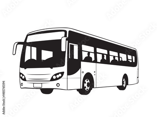 Silhouette of Bus. Silhouette of a Bus isolated on white background. Vector silhouette.	
