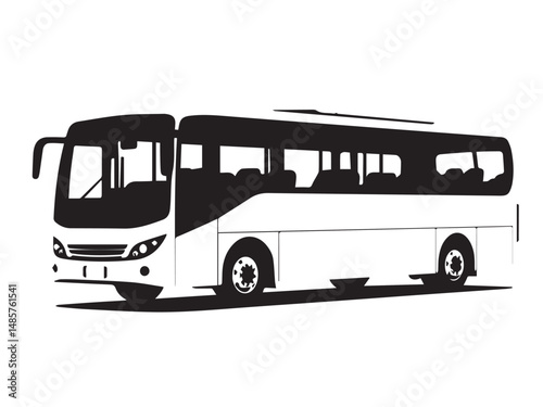 Silhouette of Bus. Silhouette of a Bus isolated on white background. Vector silhouette.	
