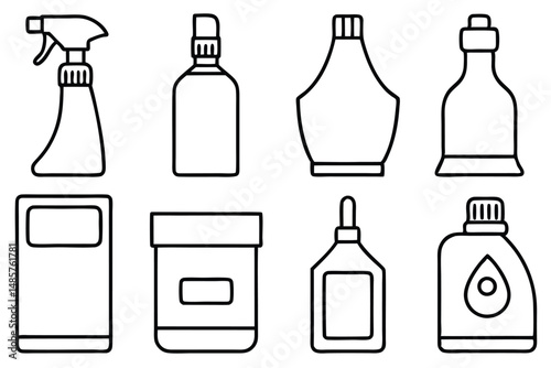 Cleaning Agents Line Art Eco Friendly Sprays