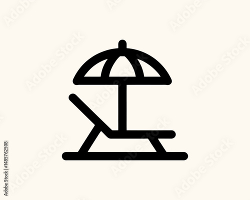 Beach chair and umbrella minimal logo
