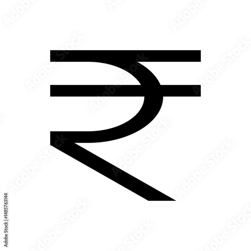 Illustration of the indian rupee symbol featuring horizontal lines and a curved shape in a minimalist style design