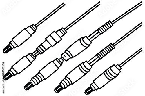Coaxial Cables Line Art Network Transmission Design