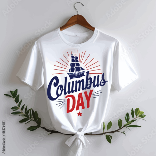 Columbus Day T Shirt Design with Ship Graphic