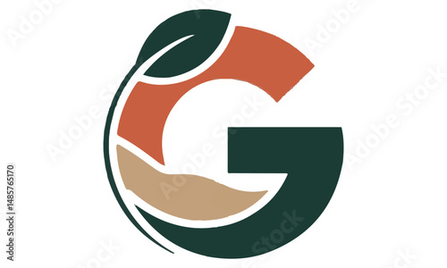 Letter G leaf logo tree plant green eco icon abstract nature