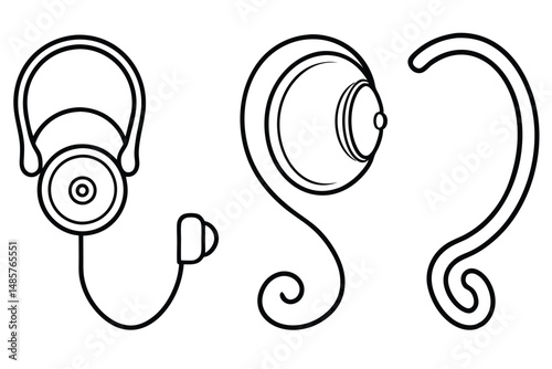 Cochlear Implants Line Art Neural Interface Art Style