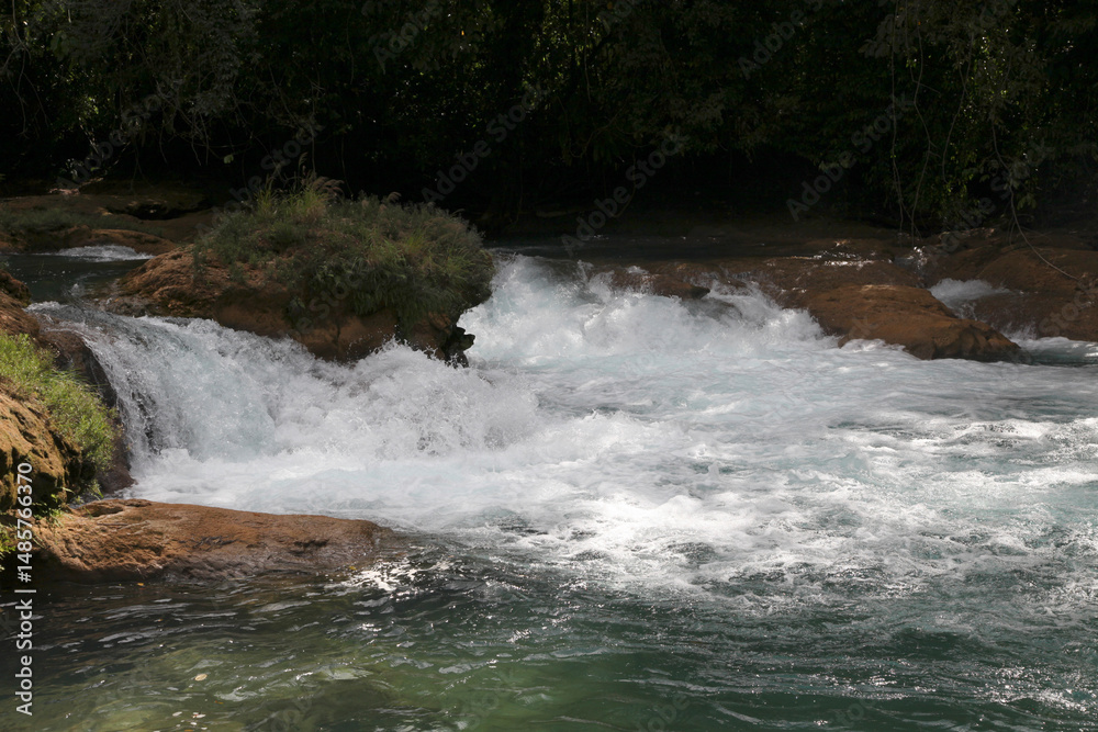 Fototapeta premium Palenque, Chiapas, Agua Azul waterfalls