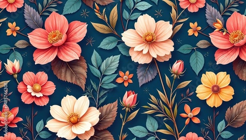 Subtle floral motif seamlessly repeating, ideal for interior design projects , design, home