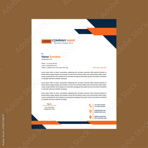 Modern Letterhead Design. Trendy Layout Display for Promotion.