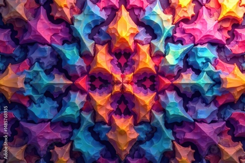 Abstract geometric shapes create a vibrant, repeating design , shapes, arrangement