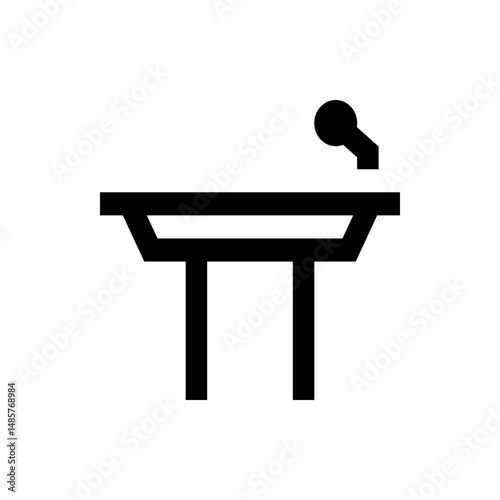A simple black and white line drawing of a podium with a microphone, perfect for presentations and speeches