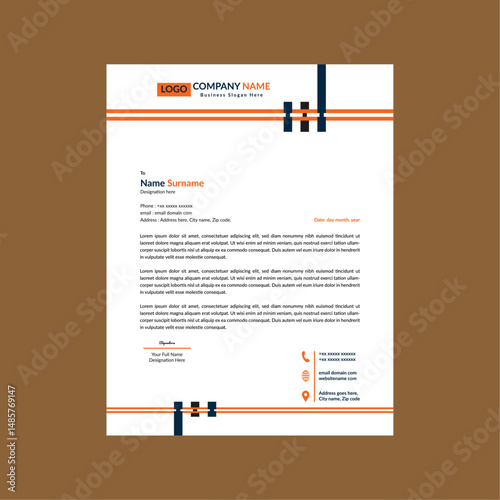 Modern Letterhead Design. Trendy Template Display for Promotion.