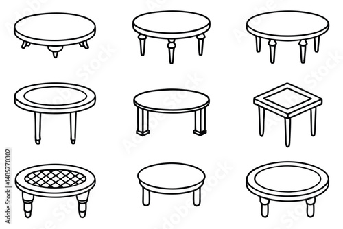 Coffee Table Line Art Minimalist Interior Decor