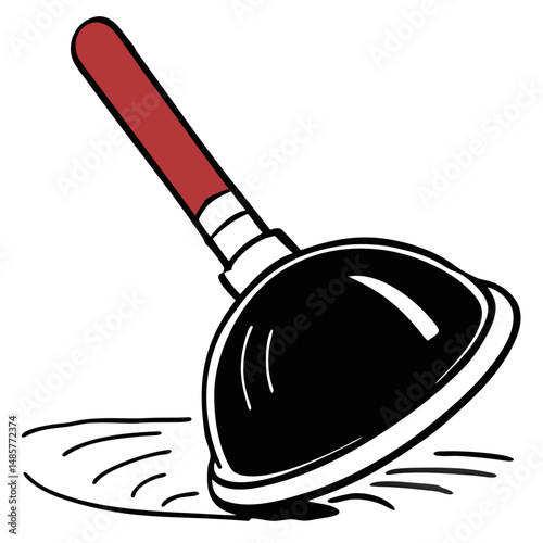 Plunger with red handle on a white background   photo