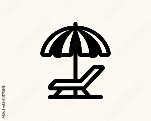 Relaxing summer beach chair umbrella icon