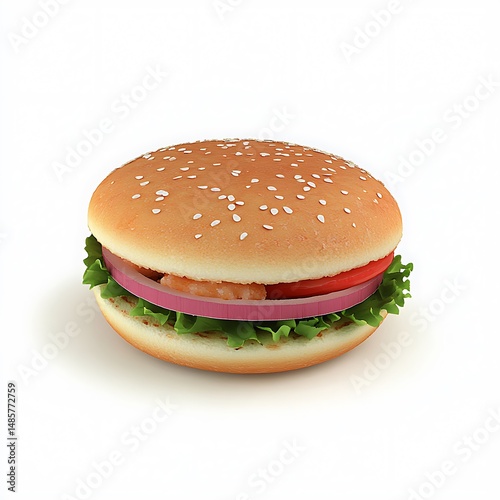 Wallpaper Mural A delicious freshly prepared gourmet burger with sesame seeds and various fresh vegetables photo Torontodigital.ca