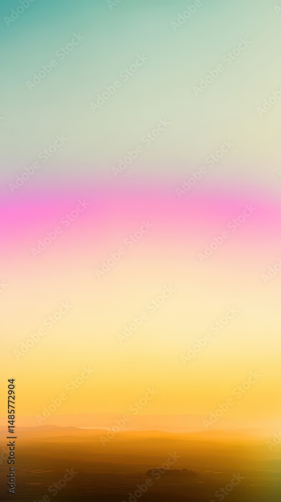 Fototapeta premium Ethereal Gradient Sunset Over Horizon with Soft Pastel Tones of Pink, Orange, and Blue in the Sky at Dusk Capturing the Beauty of Nature's Palette