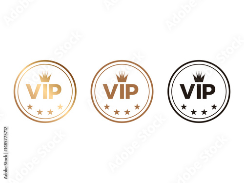 set of VIP badges 4 stars symbol icon design vector isolated on transparent background