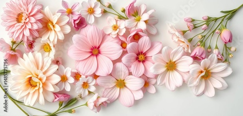 Wallpaper Mural Delicate pastel blooms arranged in a whimsical flat lay, showcasing varied textures and subtle color gradients, delicate, vibrant Torontodigital.ca