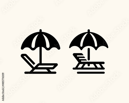 Oceanfront lounge chair umbrella logo art