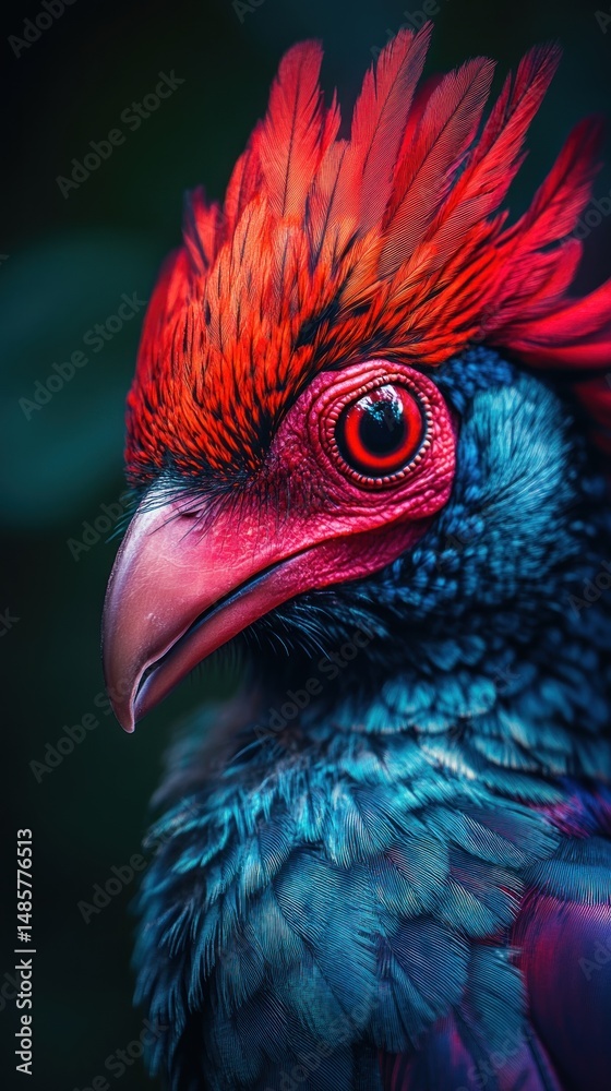 Vibrant close-up of a colorful bird's head Vibrant close-up of a colorful bird's head