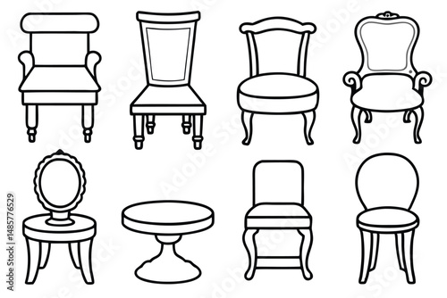 Commode chairs Line art 
