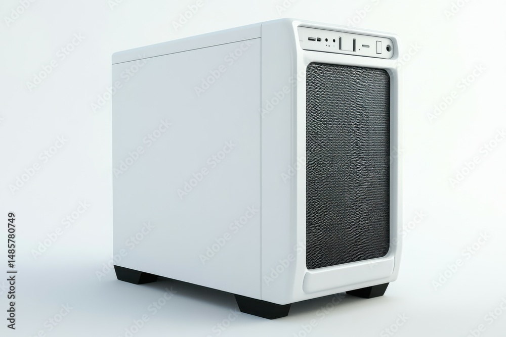 White Computer Tower on White Background White Computer Tower on White Background