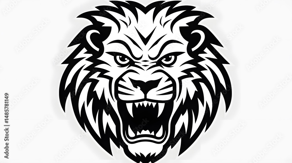 Obraz premium Fierce Lion Face Logo Icon Silhouette Vector Illustration for Branding Projects