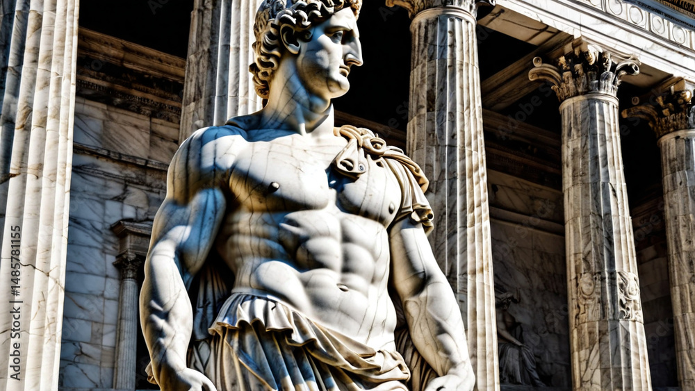 Obraz premium Ancient Marble Figure in Dramatic Sunlight