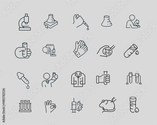 Laboratory Icons vector illustration with thin line editable 