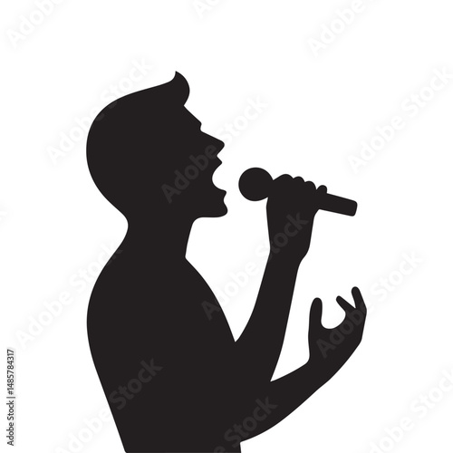 silhouette of a person singing, editable vector image