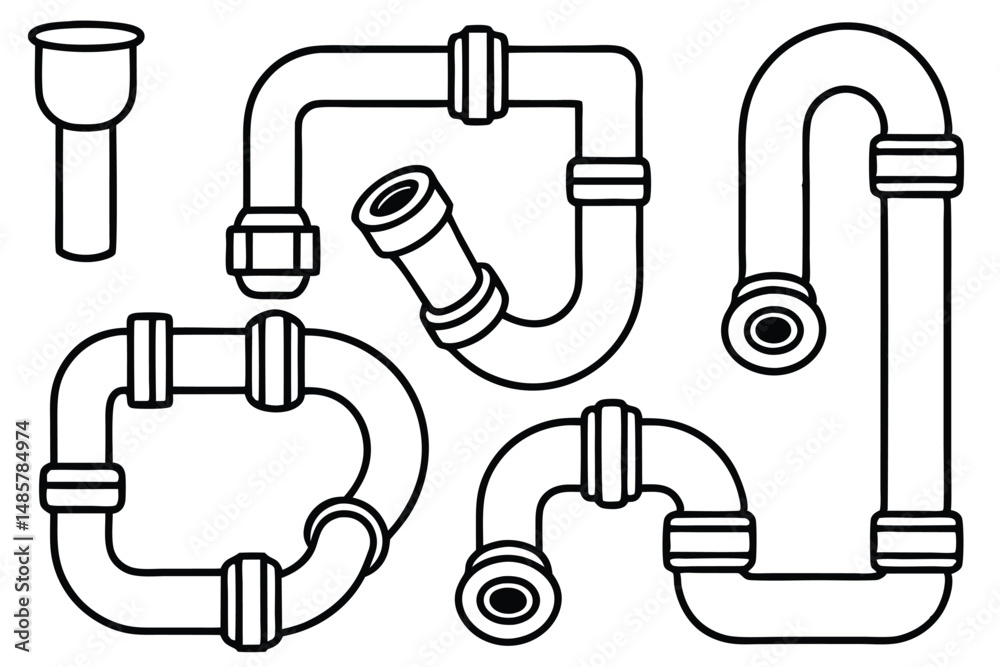 Fototapeta premium Conduit Pipes Line Art Drawing