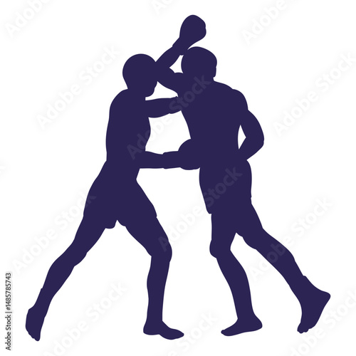 Kickboxers fight sport silhouette