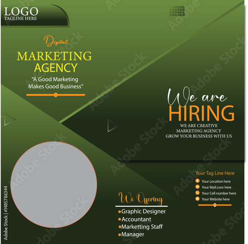 we are hiring social media poster design vector templates