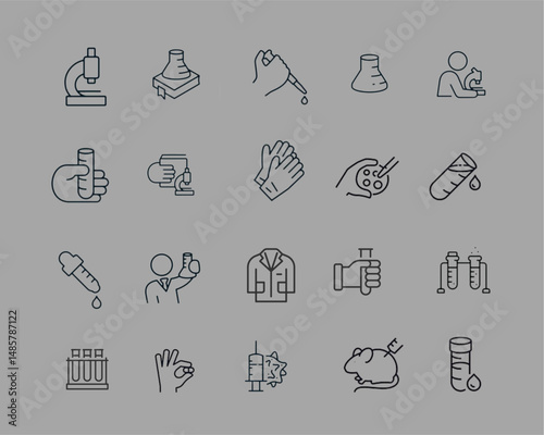 Laboratory Icons vector illustration with thin line editable 