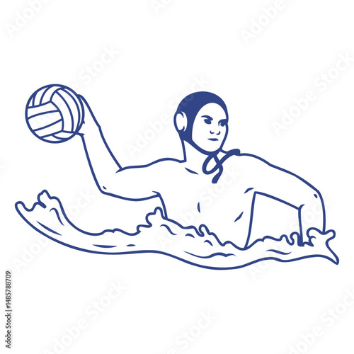 Waterpolo sport player man swimming