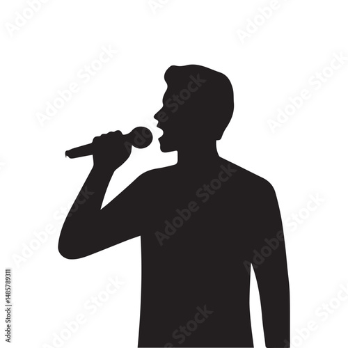 silhouette of a person singing, editable vector image