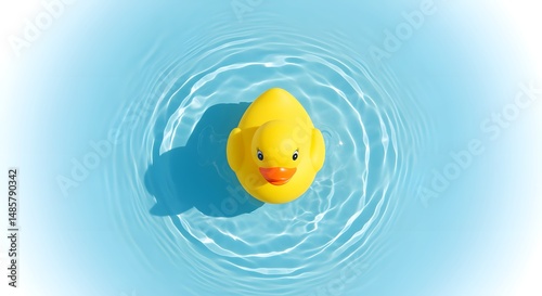 Yellow rubber duck in rippled water