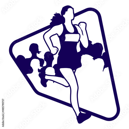 Runner in crowd filled stroke