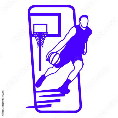 Basketball player in rectangle fillled stroke