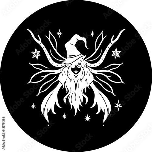 Enigmatic Enchantress: A Graphic Illustration of a Mysterious Figure with Wings