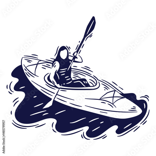 Simple water sport woman people kayak