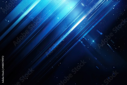 Deep blue abstract background with diagonal lines and light streaks