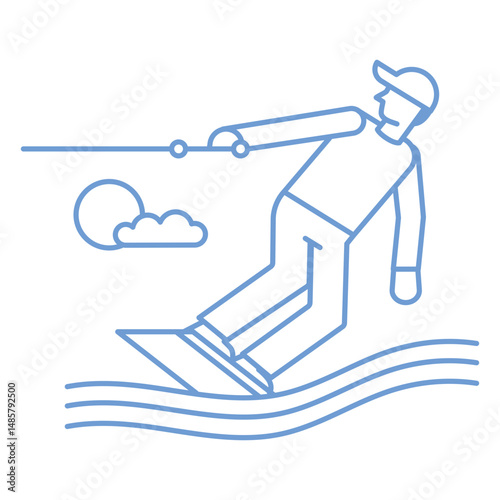 Line icon of a snowboarder riding a wave